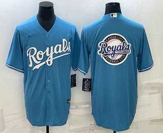 Men%27s Kansas City Royals Big Logo Blue Stitched MLB Cool Base Nike Jersey
